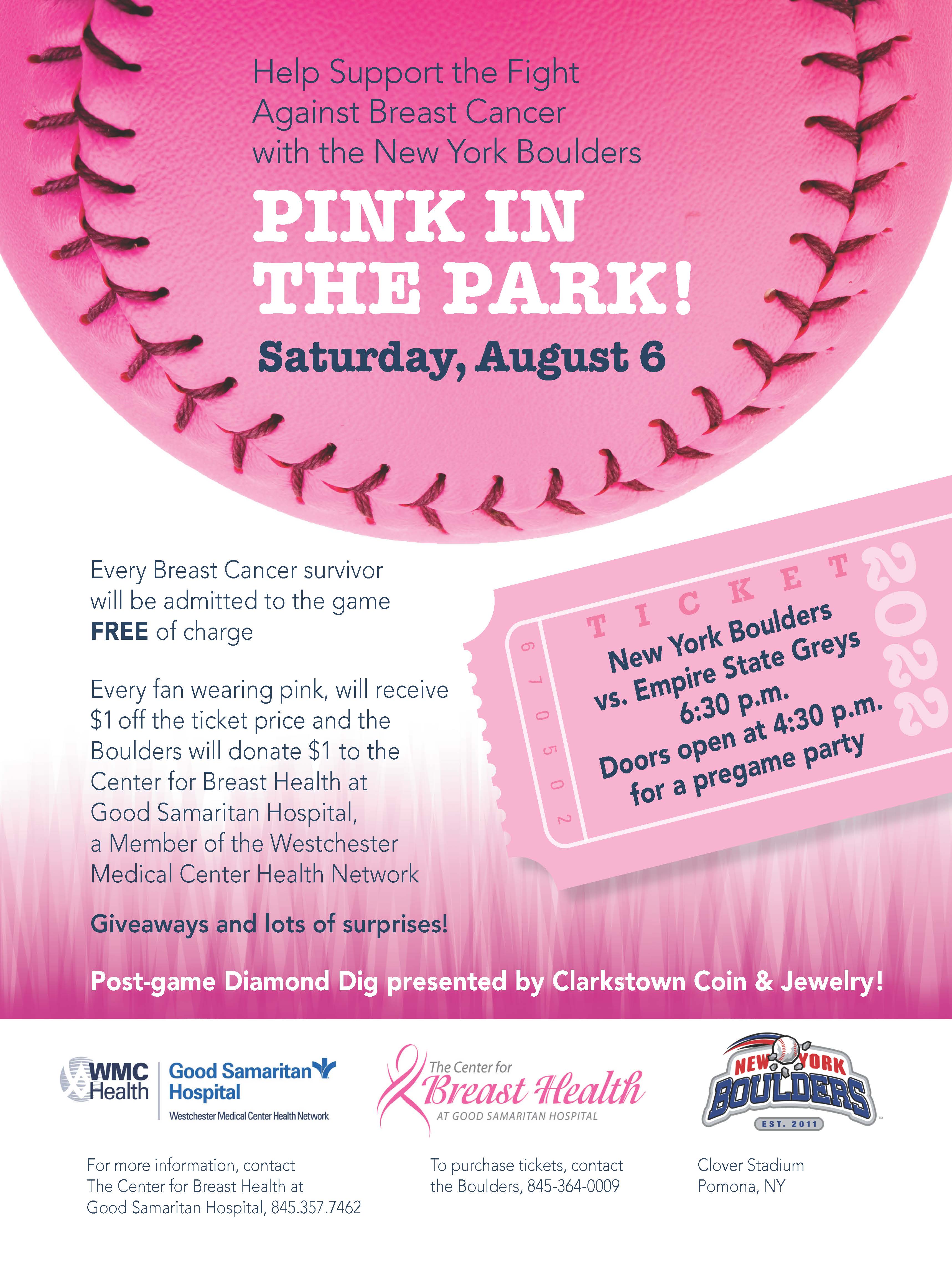 Pink in the Park! Call 845.357.7462 for more information.